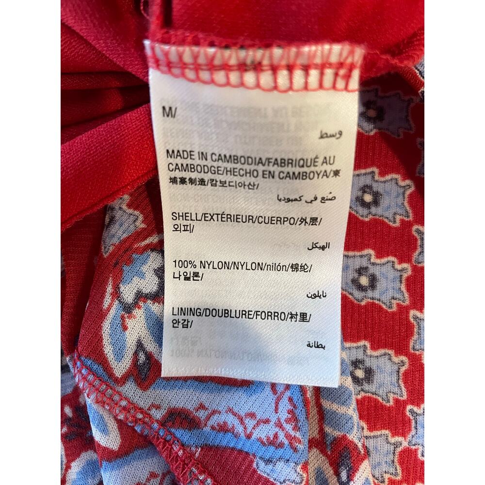 Style & Co Bandana Dress Sz M Tiered V-Neck Red Blue Sleeveless Festival Western - Picture 9 of 13